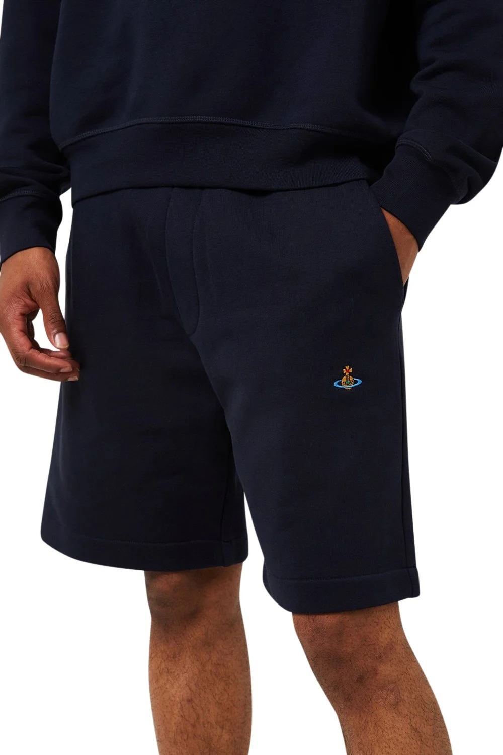 Men's Navy Vivienne Westwood Orb Logo Embroidered Shorts | Limited